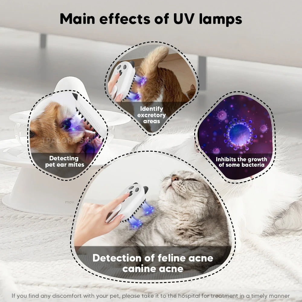 Cepillo a Vapor para Mascota Luz UV
